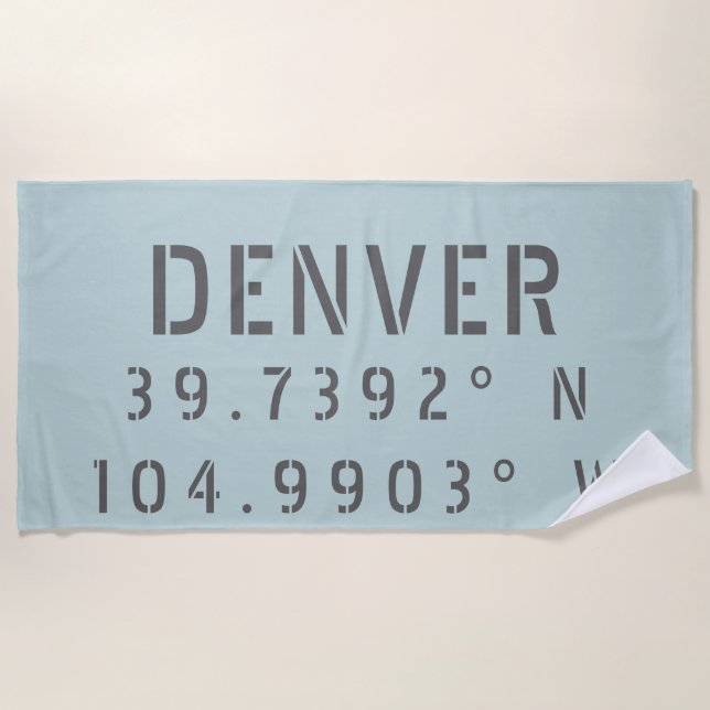 Denver Latitude Longitude Beach Towel (Front)