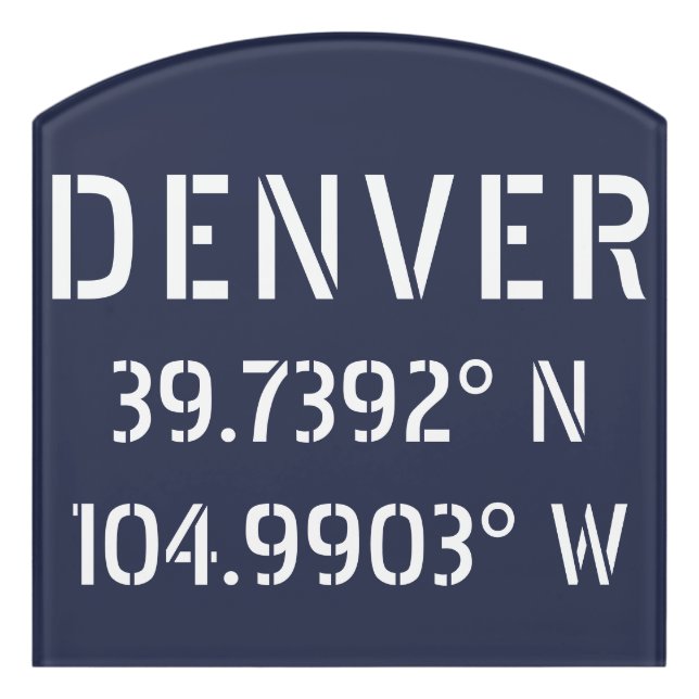Denver Latitude Longitude Door Sign (Contour Front)