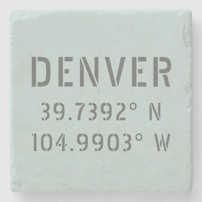 Denver Latitude Longitude Stone Coaster (Front)