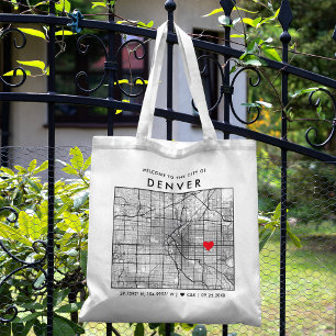 Denver Love Locator City Map Wedding Welcome Tote Bag