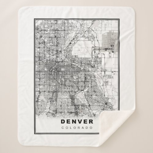 Denver Map Sherpa Blanket