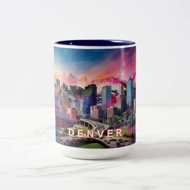 Denver Mile High City  Two-Tone Coffee Mug (Center)