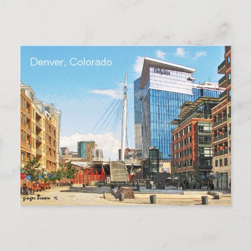 Denver Millennium Bridge Denver Colorado Postcard