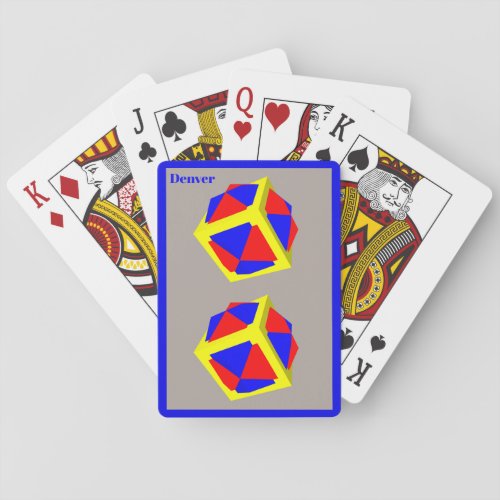 DENVER  POLYHEDRA  Blue Red Yellow Design   Playing Cards