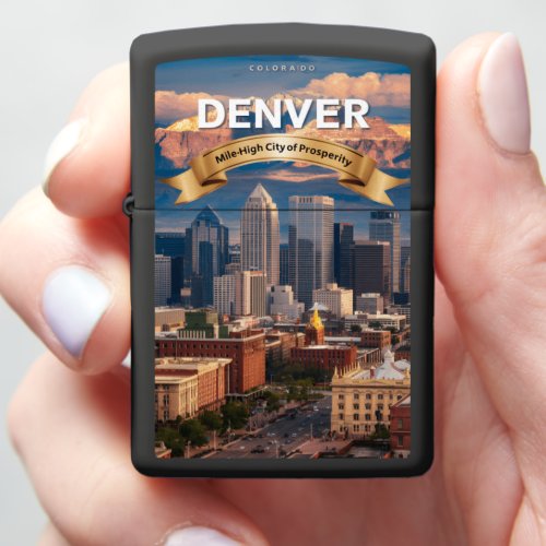 Denver Skyline at Twilight Zippo Lighter