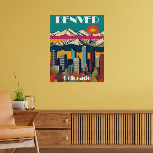 Denver Skyline Colorado Travel Wall Poster