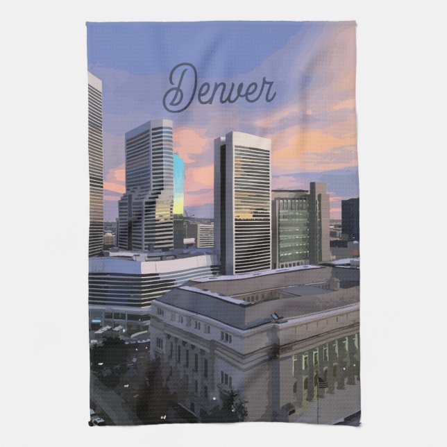 Denver Skyline Kitchen Towel (Vertical)