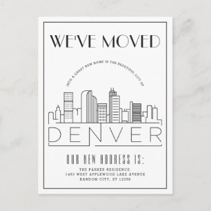 Denver Skyline Modern Deco Change of Address Announcement Postcard