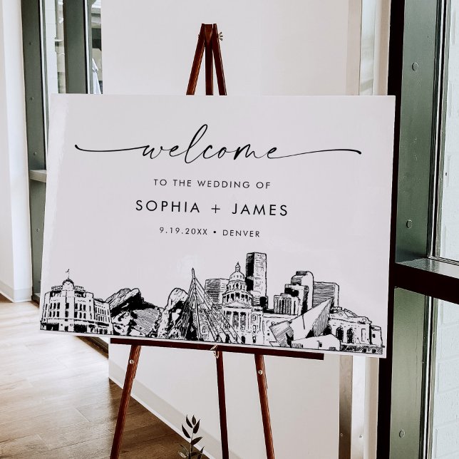 Denver Skyline Modern Wedding Welcome Foam Board (Creator Uploaded)