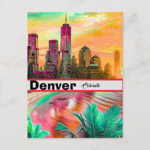 Denver Skyline , Mountains Cityscape Cut File for Postcard