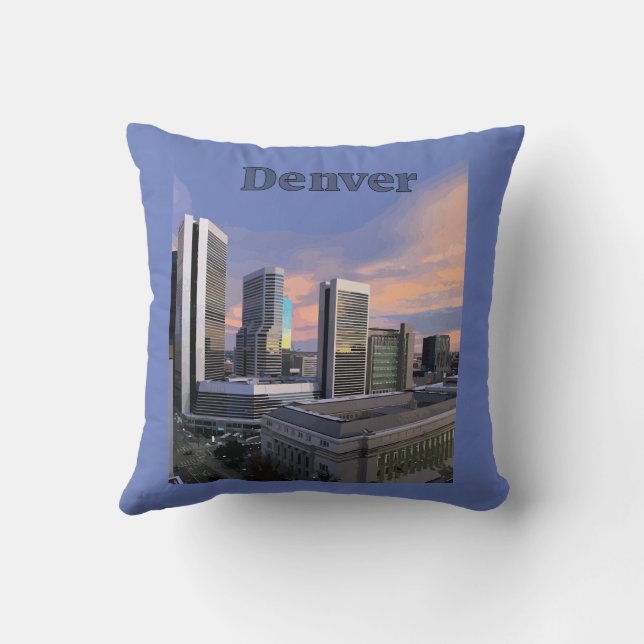 Denver Skyline Throw Pillow (Back)