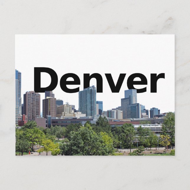 Denver Skyline with Denver in the Sky Postcard (Front)