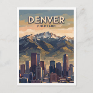 Denver skyline with Front Range sunset Colorado Postcard