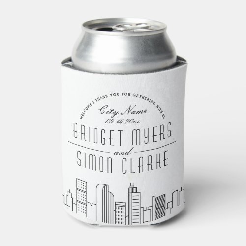 Denver Stylized Skyline  Wedding Can Cooler