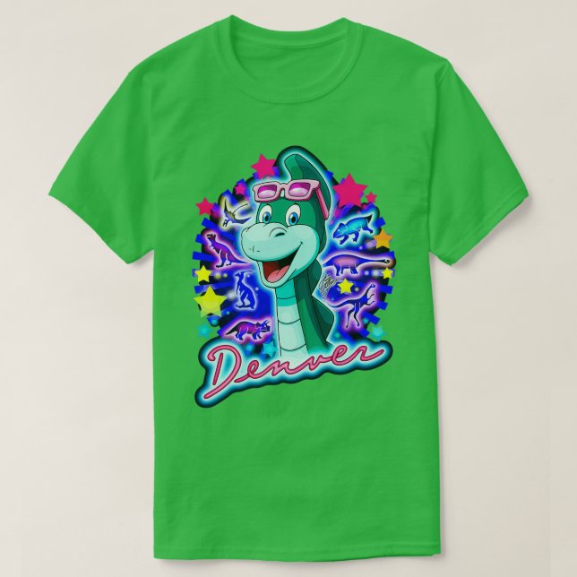 Denver the Last Dinosaur Neon T-Shirt (Design Front)