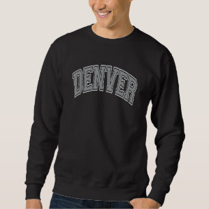 Denver Varsity Style Gray Text with White Outline Sweatshirt