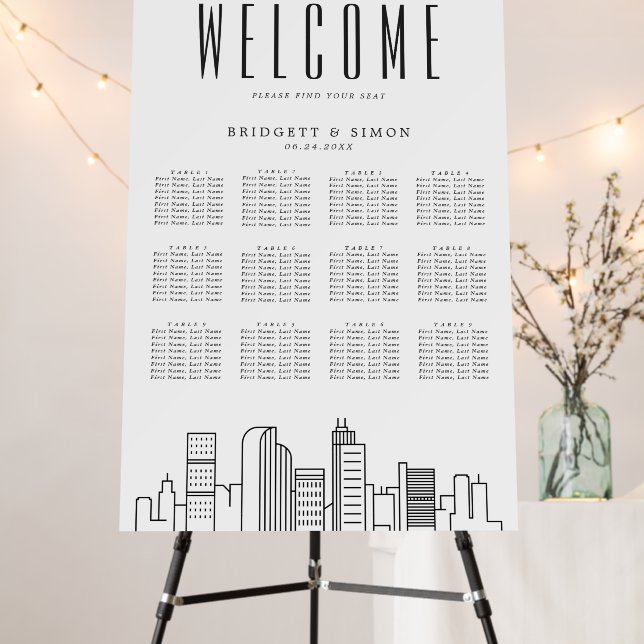 Denver Wedding | 12 Table Seating Chart Foam Board (In Situ (Stand))