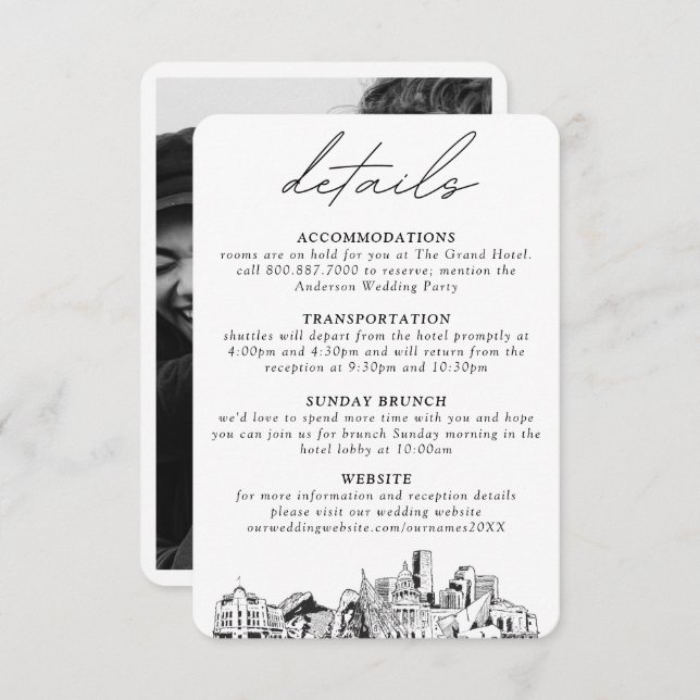 Denver Wedding Details Enclosure Card (Front/Back)