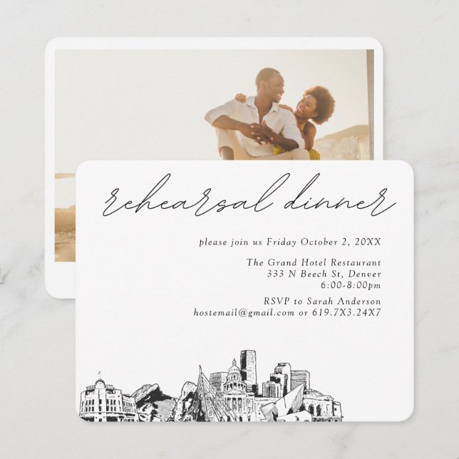 Denver Wedding Elegant Rehearsal Dinner Enclosure Card (Front/Back)