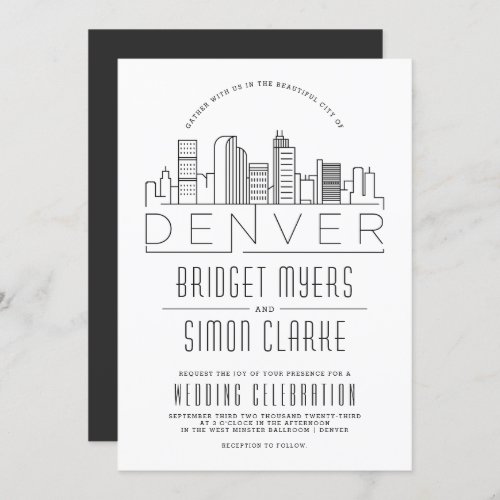 Denver Wedding  Stylized Skyline Invitation