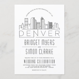 Denver Wedding   Stylized Skyline Invite + Details