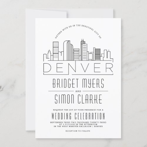 Denver Wedding  Stylized Skyline Invite  Details