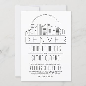 Denver Wedding | Stylized Skyline Invite   Mtns by colorjungle at Zazzle