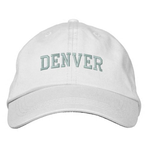 DENVER White Cotton Embroidered Baseball Cap