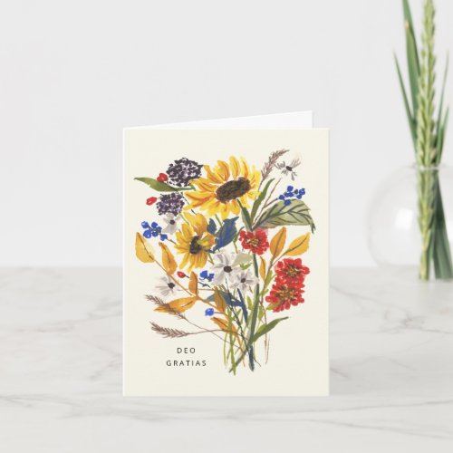 Deo Gratias Card Sunflower Card