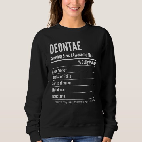 Deontae Serving Size Nutrition Label Calories Sweatshirt