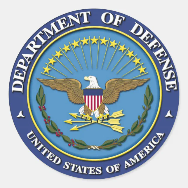 Department of Defense Classic Round Sticker | Zazzle