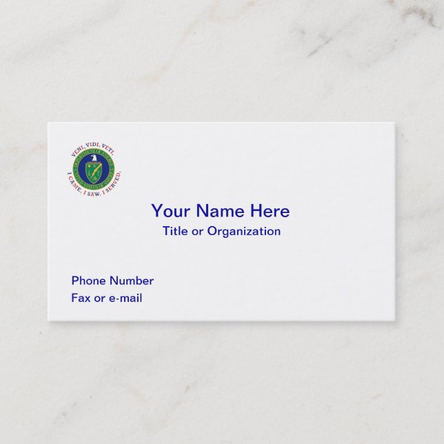 Department of Energy DOE VVV Shield Business Card (Front)