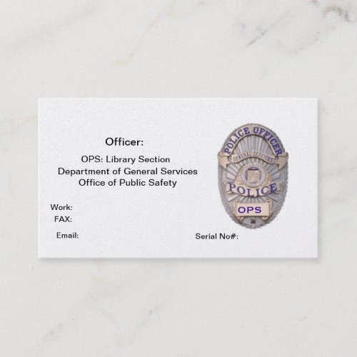 Department of General Services Office of Public Sa Business Card
