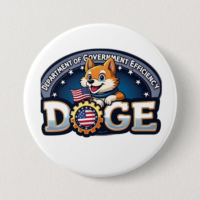 Department Of Government Efficiency Doge Dog   Button (Front)