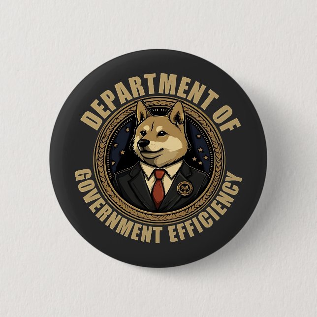 Department Of Government Efficiency Doge Dog Button (Front)