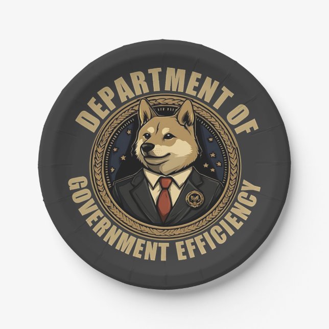 Department Of Government Efficiency Doge Dog Paper Plates (Front)