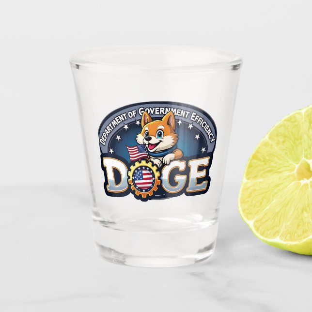 Department Of Government Efficiency Doge Dog   Shot Glass (Front)
