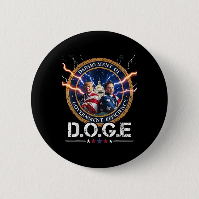 Department Of Government Efficiency Doge Trump Button (Front)