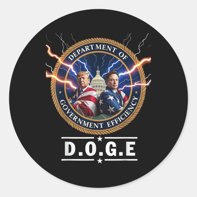 Department Of Government Efficiency Doge Trump Classic Round Sticker (Front)