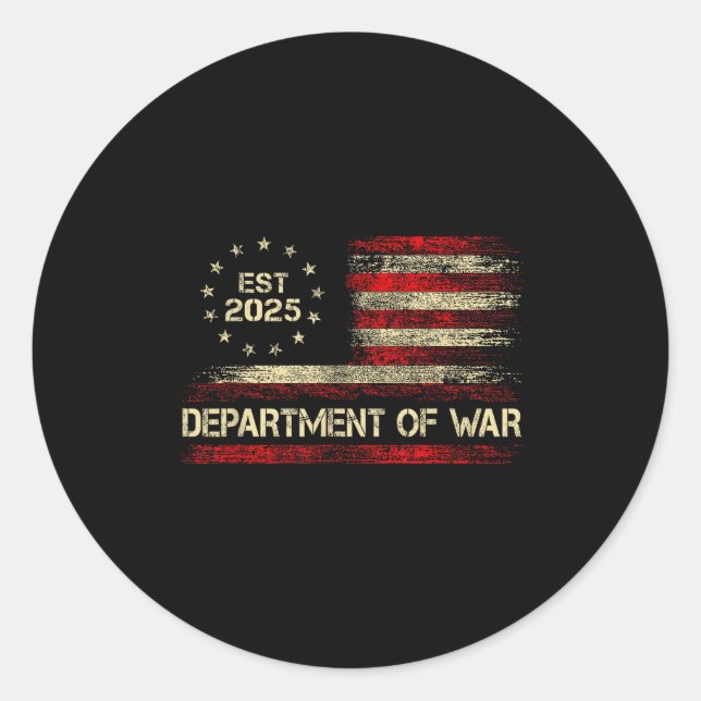 Department Of War Established 2025 Re-established  Classic Round Sticker (Front)