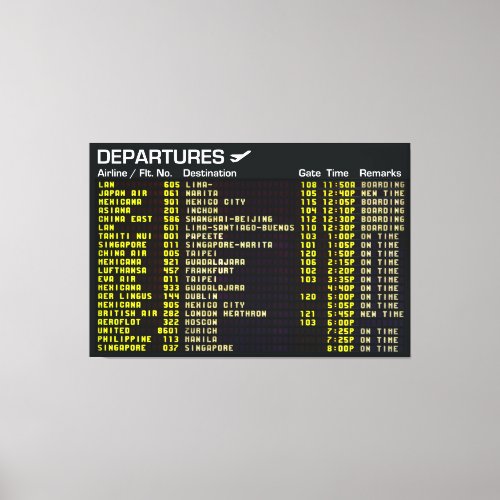 DEPARTURE BOARD 40x60 Canvas Print