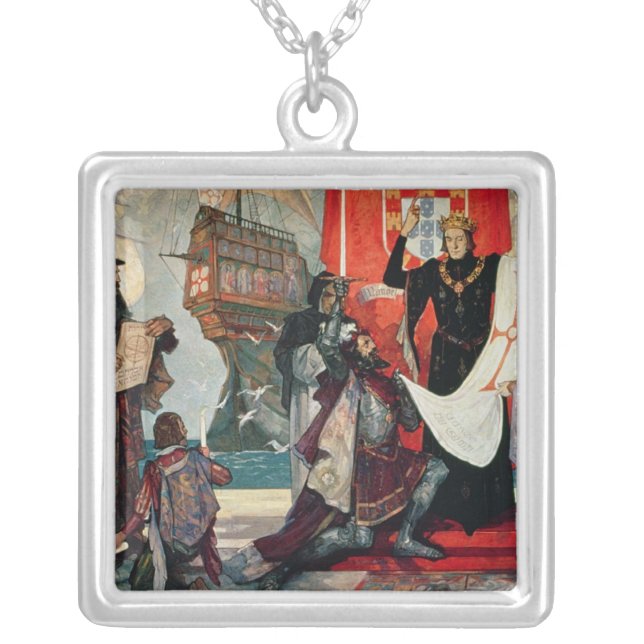 Departure for the Cape, King Manuel I of Silver Plated Necklace (Front)