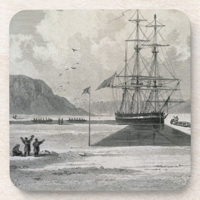 Departure of the boats from Hecla Cove, June 21, 1 Drink Coaster (Front)