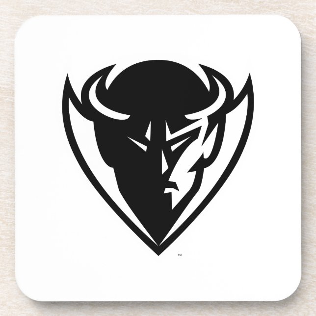 DePaul University Blue Demon Mascot Black Logo Beverage Coaster (Front)