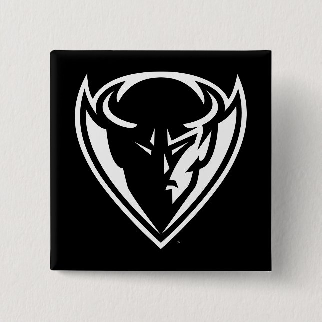 DePaul University Blue Demon Mascot Black Logo Button (Front)