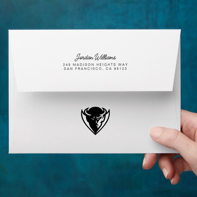 DePaul University Blue Demon Mascot Black Logo Envelope (Hand)