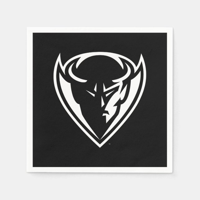 DePaul University Blue Demon Mascot Black Logo Napkins (Front)