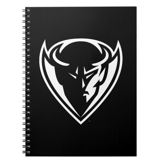 DePaul University Blue Demon Mascot Black Logo Notebook (Front)