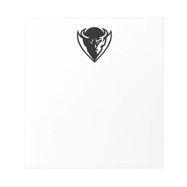 DePaul University Blue Demon Mascot Black Logo Notepad (Front)
