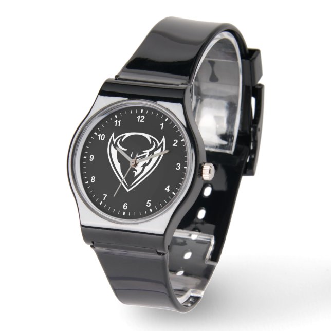 DePaul University Blue Demon Mascot Black Logo Watch (Angle)